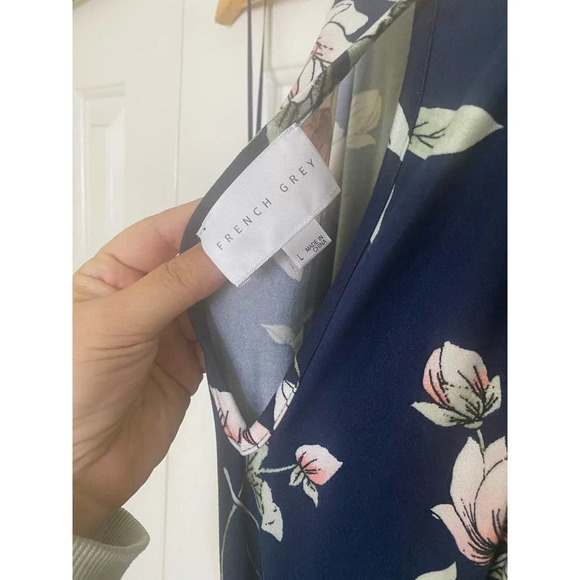 French Grey Zoe Knit Floral Maxi Dress Size Large - Picture 3 of 7